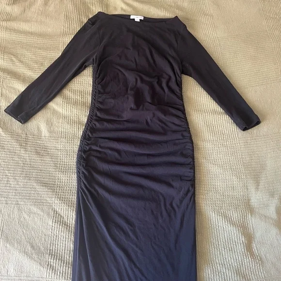 chinese dress ladies Ruched Long Sleeve Dress - Black main image 1